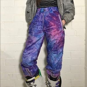 1990s acid wash snow pants/ vintage snow pants